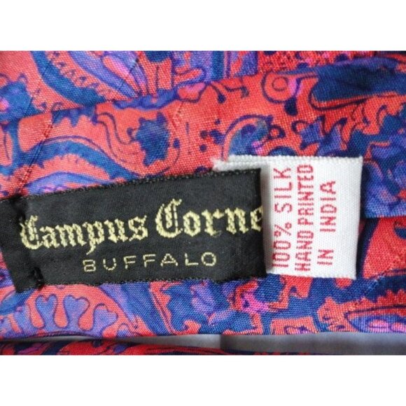 Vintage Men’s KIPPER Bright Purple Red Paisley Tie Campus Corners 100% Silk NWOT - Picture 5 of 5